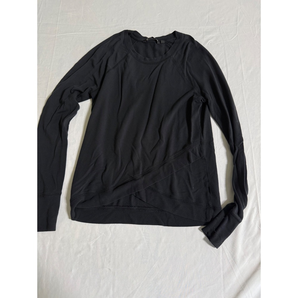 Athleta Womens Black Crossover Tulip Hem Sweatshirt Long Sleeve  XS